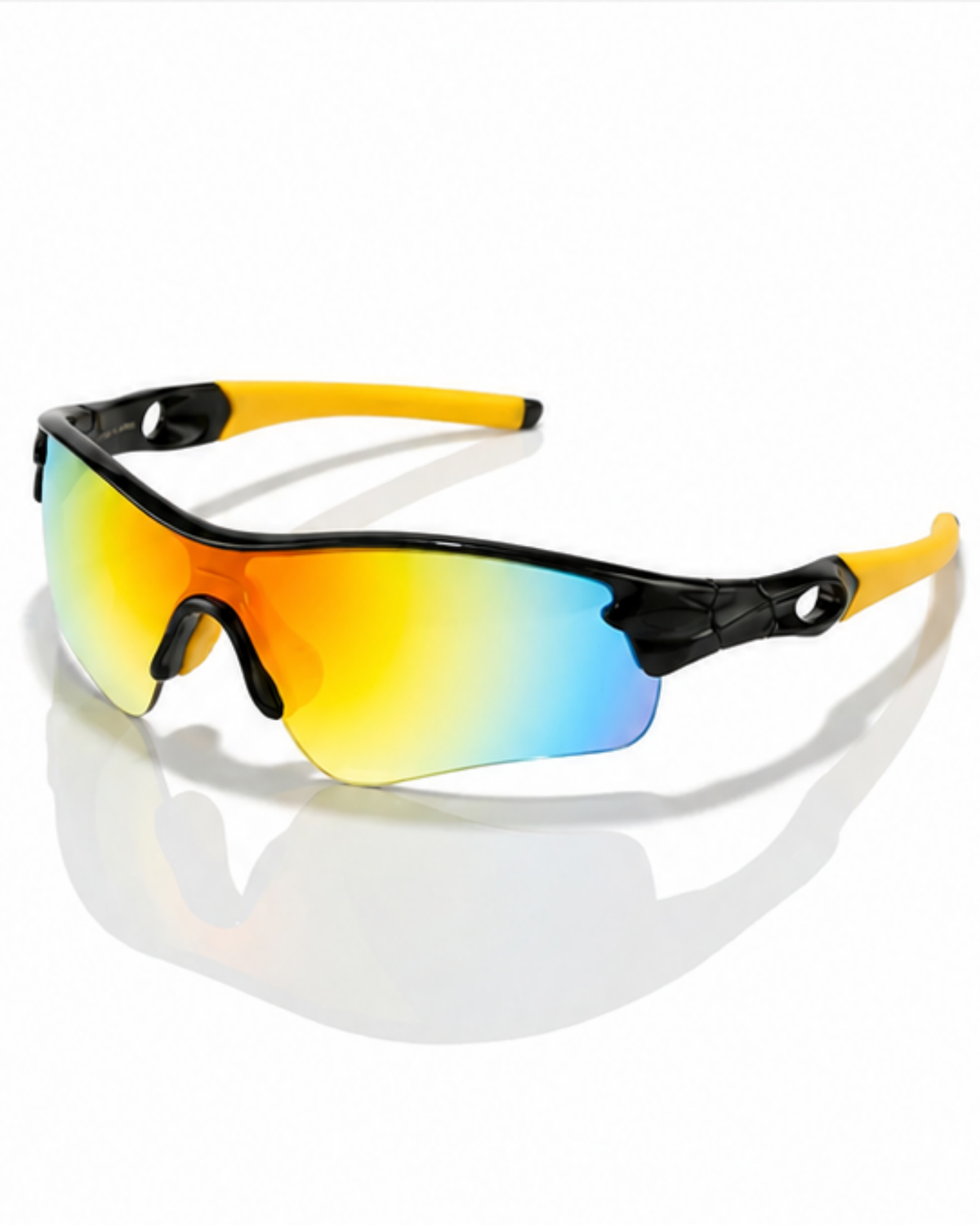 Little Havana flexible TR90 cycling sunglasses in black and yellow with gold mirror lens