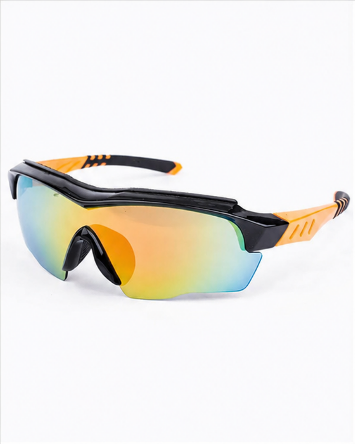 Coconut Grove commuter cycling sunglasses at a three-quarter angle, semi-rimless black and orange TR90 frame