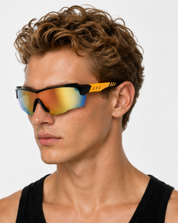 Runner wearing the Coconut Grove commuter cycling sunglasses, front view