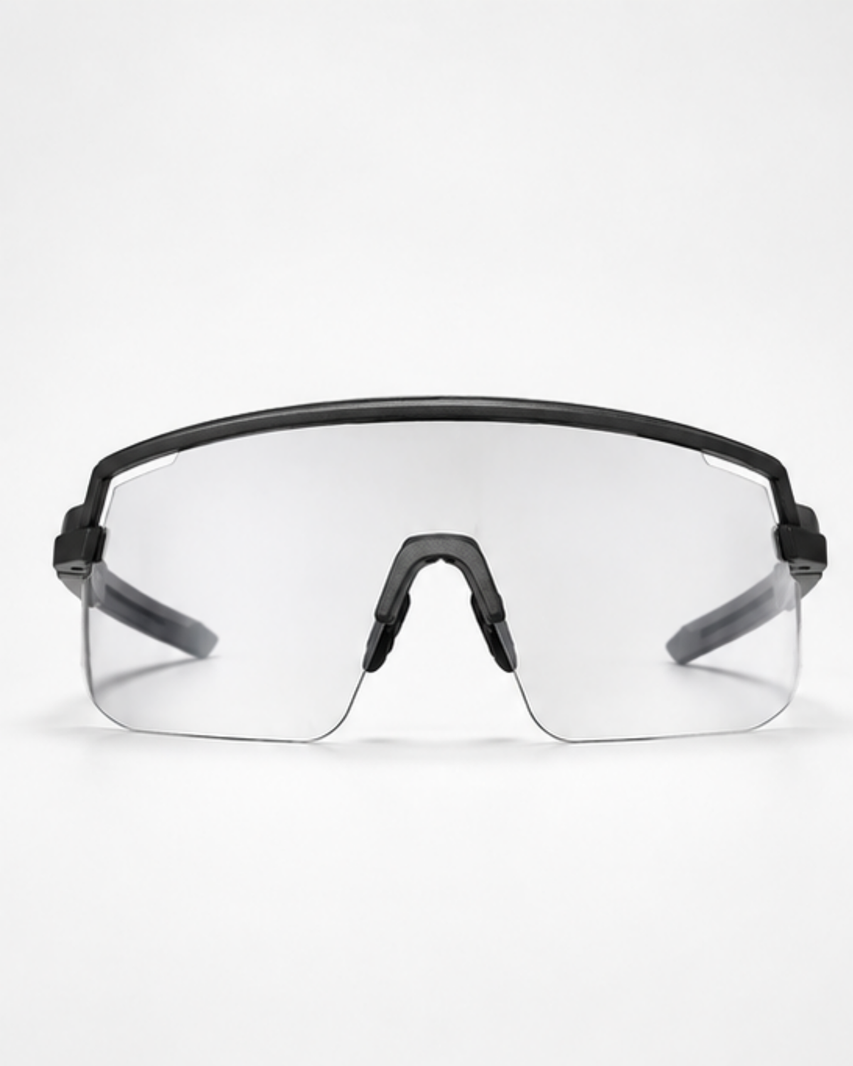 Front view of the Flagler Clear Lens Sunglasses showing the slim brow bar and open lower edge