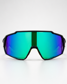 Front view of the Wynwood Wide Shield Sunglasses showing the oversized single-piece shield in a full rim