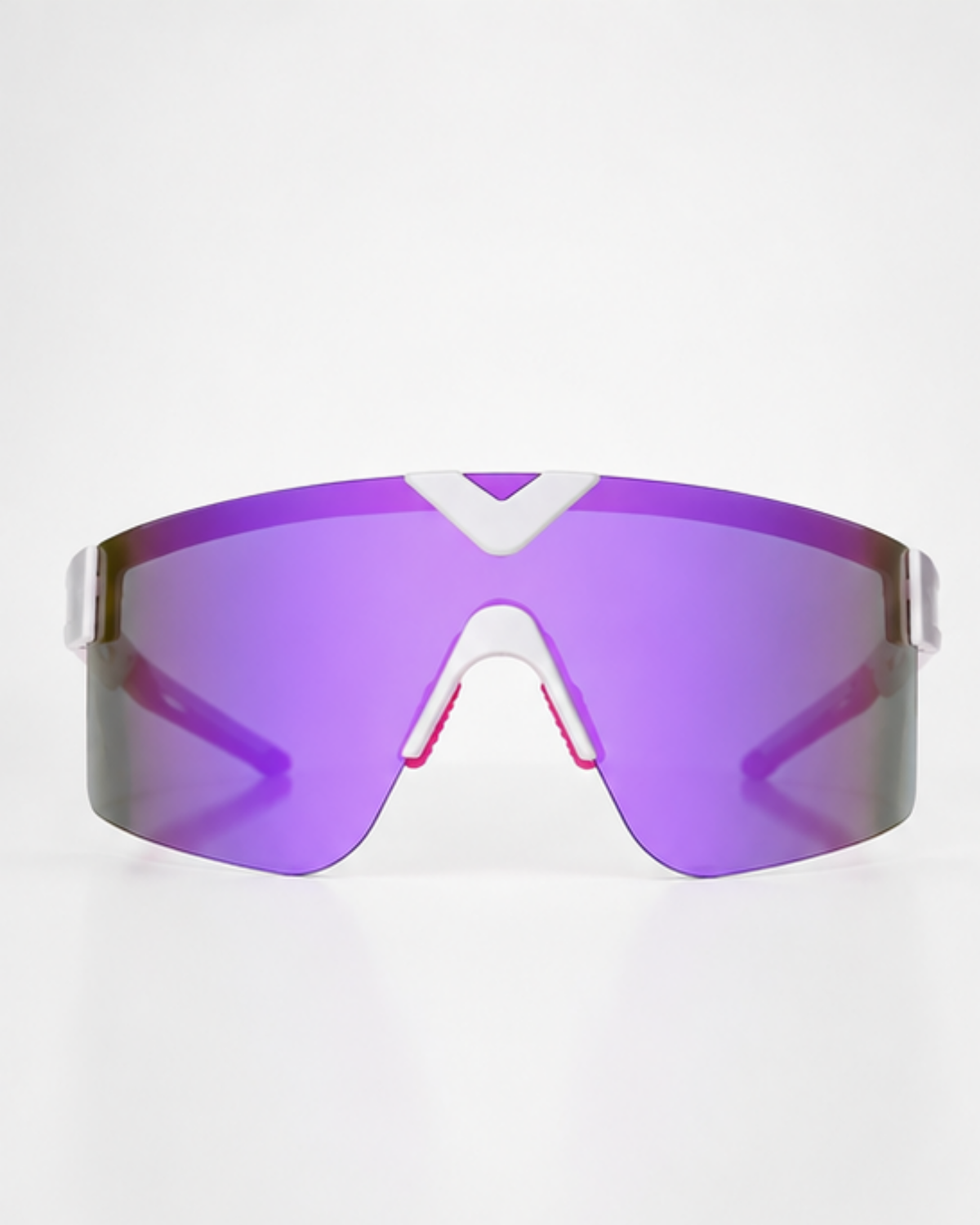 Surfside light-adaptive sunglasses front view, brow bar above the eyes and open lower lens edge