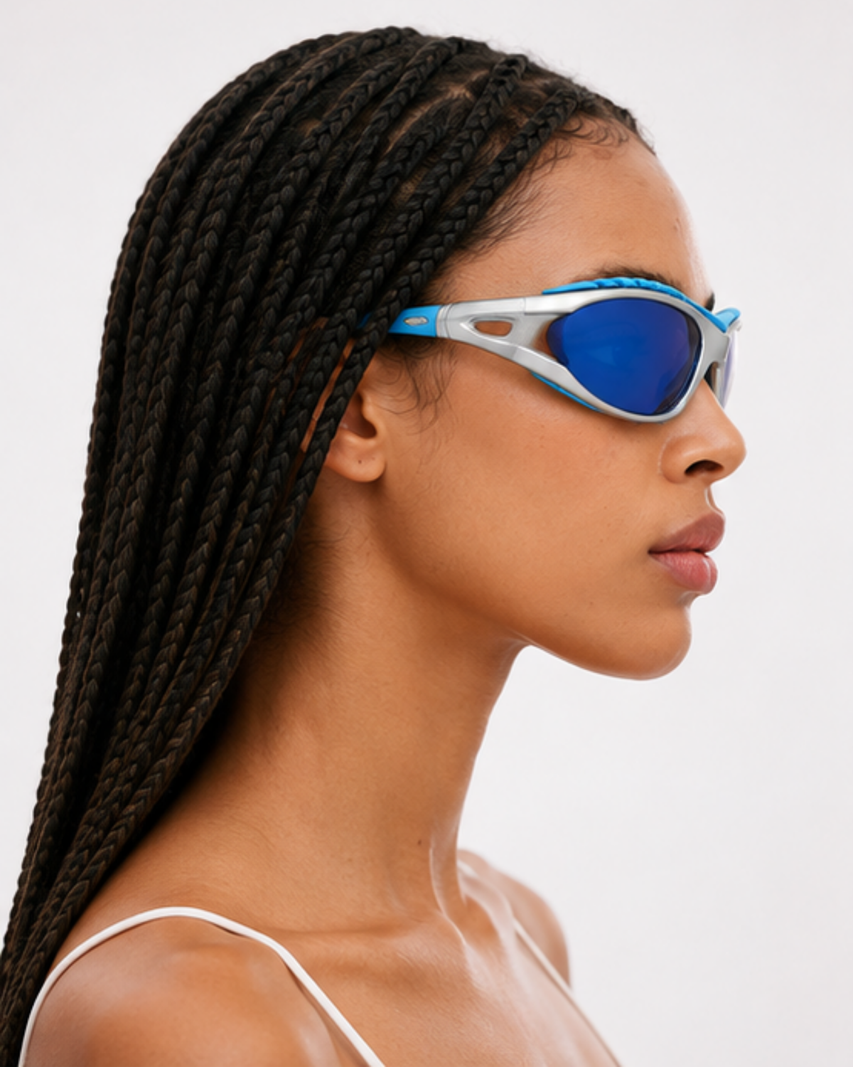 Profile of a runner wearing the Doral training sunglasses