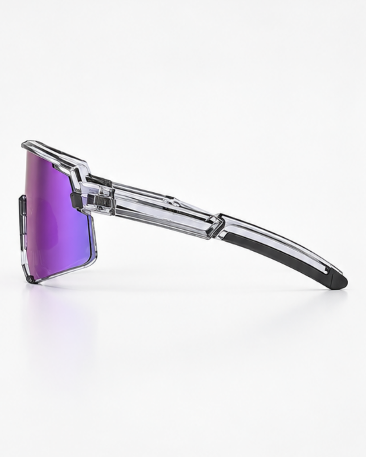 Side view of the Venetian Semi-Rimless Sunglasses showing the skeletonised temple with open cut-out channel