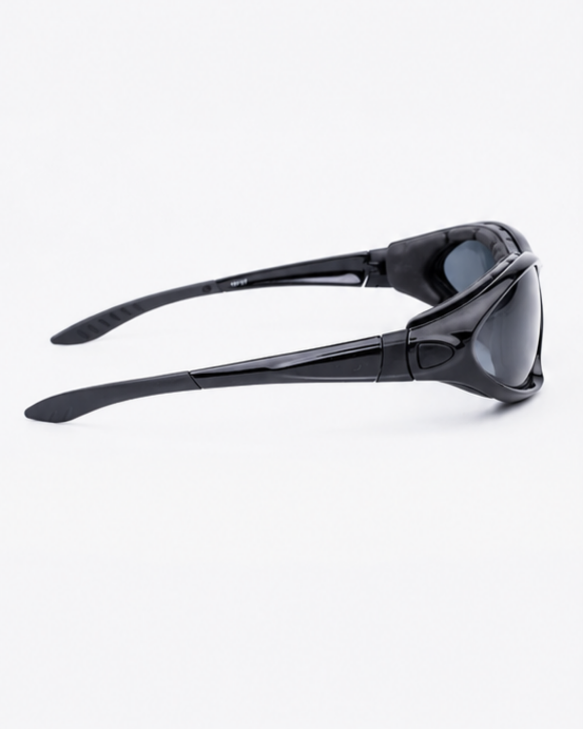 Morningside gravel sunglasses side view showing the temple arm and wrap profile