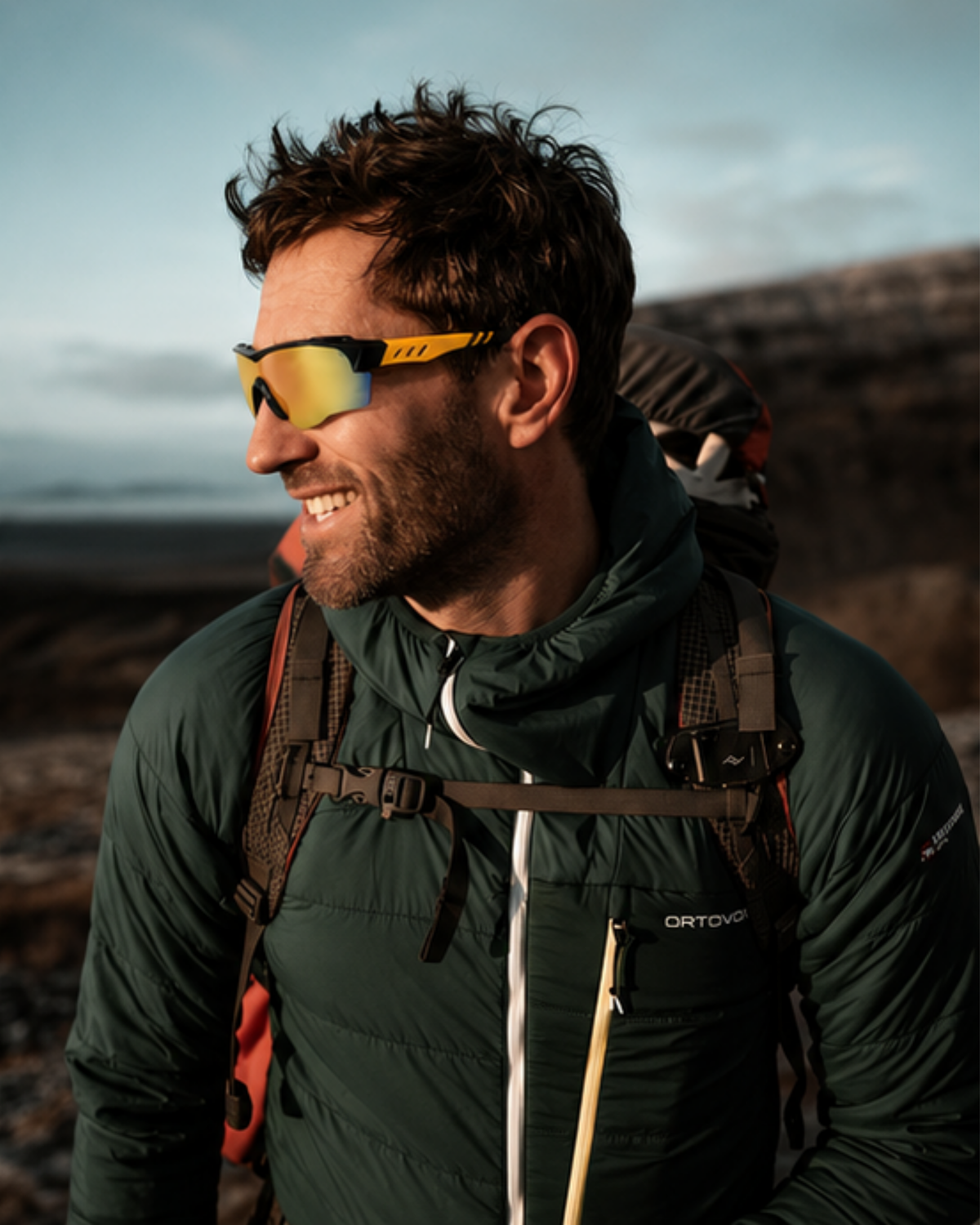 Athlete wearing Coconut Grove commuter sunglasses outdoors in low morning light