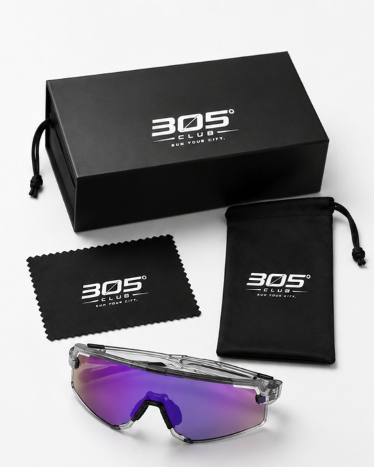 Venetian Semi-Rimless Sunglasses with presentation box, microfibre pouch and cleaning cloth
