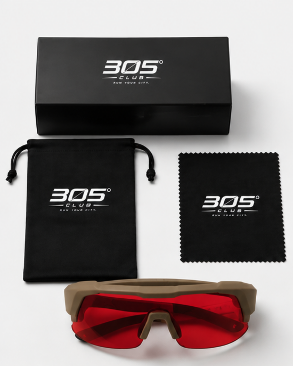 305 Club presentation box with microfibre pouch and cleaning cloth included with Virginia Key sunglasses