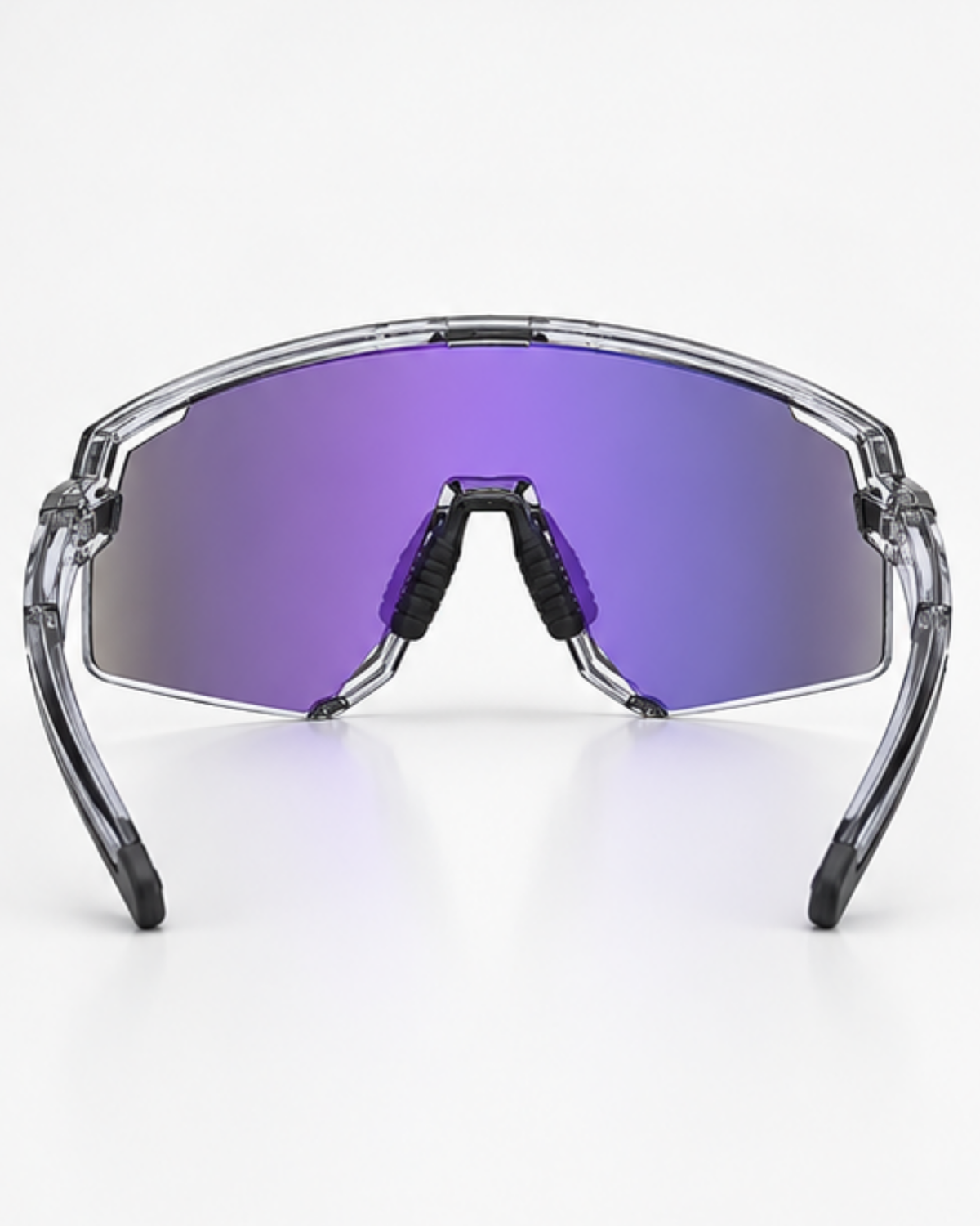 Rear view of the Venetian Semi-Rimless Sunglasses showing the moulded ribbed saddle bridge and curved rubber temple tips